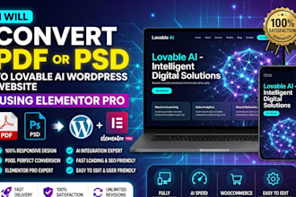 convert pdf to elementor PSD file to wordpress lovable ai to wordpress elementor