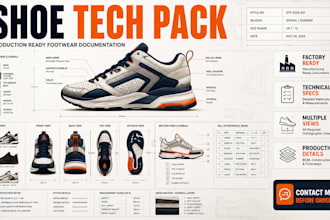 create a shoe tech pack ready for manufacturing