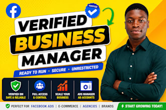 create fresh verified facebook business manager, fb ads manager and ad account