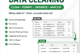 clean, format, organise and analyse your excel or CSV data