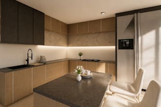design a modern scandinavian kitchen interior in 3d