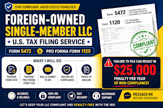 file US tax return, US tax filing, form 5472 and 1120 for single member llc