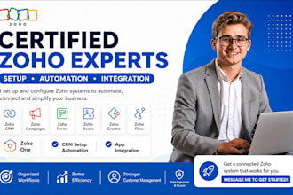 set up zoho CRM, campaign, forms, book, creator, flow, zoho one