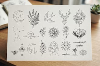 design an amazing minimalist lineart tattoo for you
