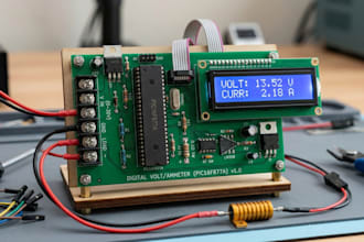 design pic16f877a digital voltmeter, ammeter pcb and lcd display system