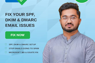 setup and fix spf, dkim, dmarc for gmail, outlook, zoho
