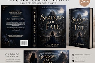 design a hardback jacket cover and eye design for canva