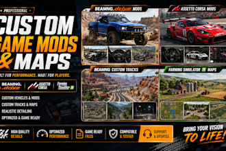 build beamng mods, assetto corsa mods, beamng tracks, custom maps for fs25