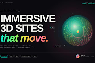 design immersive 3d website with three js and scroll animations