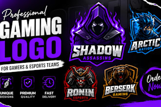 design a professional gaming logo for gamers and esports teams