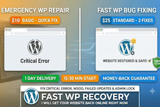fix wordpress critical error white screen of death or wp bugs quickly
