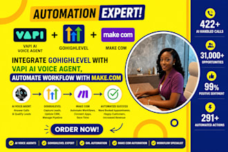 setup go high level workflows, ai automation, voice ai agent with vapi, make com