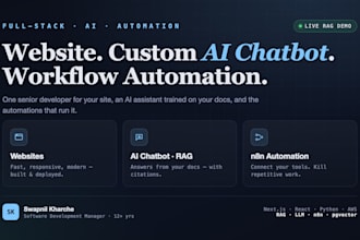 develop a website, ai chatbot with rag, and n8n automation workflows