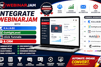 integrate webinarjam with kajabi gohighlevel  clickfunnels and CRM automation