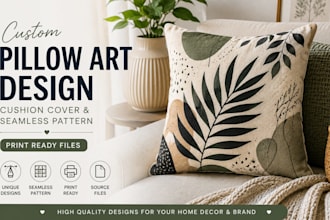 design custom pillow art, cushion cover, seamless pattern, print ready artwork