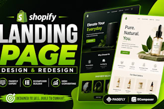 redesign shopify pagefly landing page, ecomposer product landing page builder