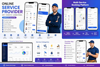 develop an online service provider app, website, and admin panel