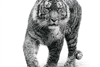 create a black and white pen and ink illustration
