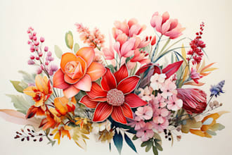 create a botanical vector illustrations of flowers, plants, fruits or herbs