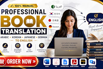 book translate native arabic korean japanese german to english translator