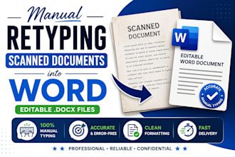 manually retype scanned documents to word
