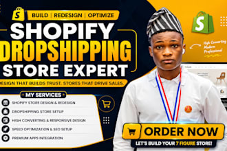 build shopify 7 figures dropshipping store, redesign design ecommerce website