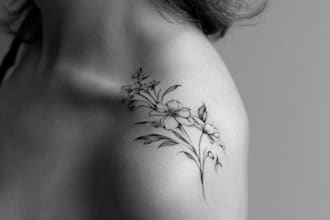 create a fine line flower tattoo