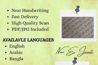 write aesthetic handwritting notes, letters, messages in any languages
