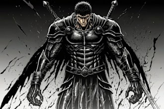 manga page custom dark berserk style art in high quality