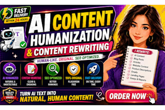 proofread, copy edit, rewrite and humanize ai generated content