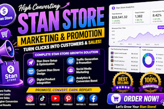 do stan store marketing, stan store promotion and sales funnel setup
