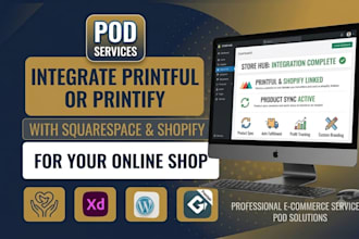 integrate printful or printify with squarespace shopify for pod