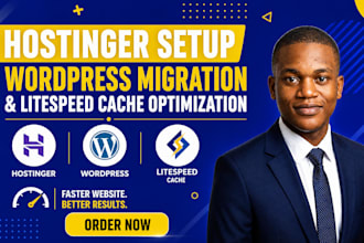 setup hostinger, migrate wordpress and optimize litespeed cache for speed
