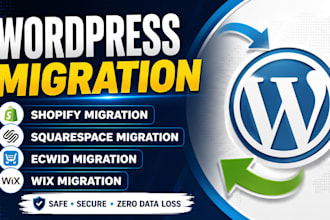 migrate wix shopify ecwid squarespace website to wordpress website design