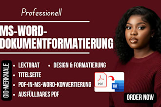 ich formatiere ihr word dokument professionell und wandle pdf in word um