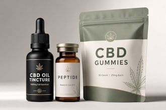 design cbd or  peptide product label and packaging