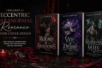 craft an eccentric paranormal romance book cover design for KDP