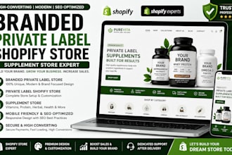 build branded private label store, private label shopify store, supplement store