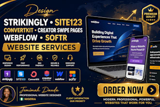 design strikingly site123 convertkit creator swipe pages webflow softr website