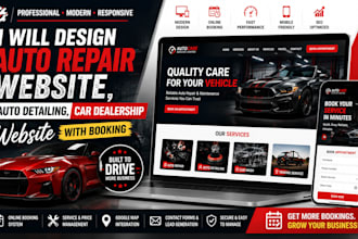 design auto repair website, auto detailing, car dealership website with booking