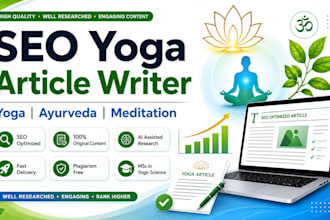 write SEO articles on yoga, ayurveda and meditation