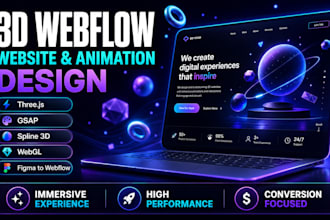 design 3d webflow interactive website, gsap, scoll, spline webflow animation