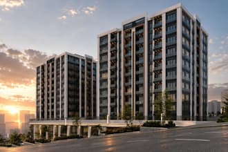 render 3d site residential complex,twin towers,mixed use apartment,city showcase