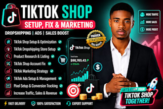 set up tiktok shop, facebook shop, instagram shop or shopify dropshipping store