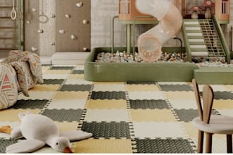 redesign modern 3d interior kid play area,children playground layout,walkthrough