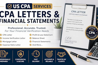 write US CPA letter, income verification, mortgage letter, and profit and loss