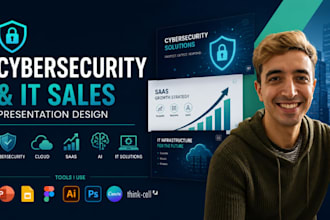 design cybersecurity presentation, saas pitch deck, cloud IT sales powerpoint