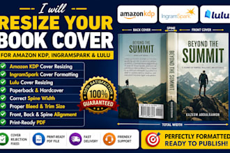 resize your book cover for amazon KDP, ingramspark, and lulu
