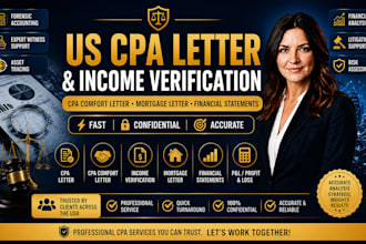 prepare US CPA letter, income verification and comfort letter for mortgage