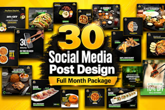 create 30 unique social media posts designs for whole month